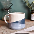 Bosmarlin Large Stoneware Coffee Mug, Big Tea Cup for Office and Home, 21 Oz, Dishwasher and Microwave Safe, 1 PCS (Geometry-Blue)