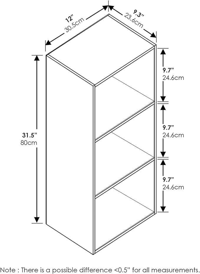 Furinno Luder Bookcase / Book / Storage , 3-Tier, Blackwood