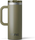 RTIC 20oz Road Trip Travel Mug with Lid and Handle, Ceramic Lined, Insulated, Stainless Steel, Metal, Double Wall Vacuum-Insulation, Portable Coffee, Tea Cup for Hot and Cold Drink, Olive