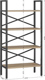 4 Tier Book shelf 23.6" W, Small Bookcase with Open Shelves, BookShelf with Storage, Standing Book Shelves Organizers and Storage for Living Room, Kitchen, Home, Office (Light Coffee)