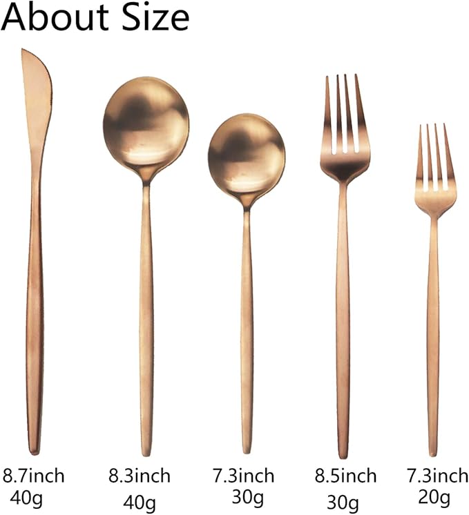JASHII Flatware Silverware Set, Stainless Steel Satin Finish Cutlery Service for 6, 30-Piece Spoons and Forks Kitchen Utensils, Dishwasher Safe (Matte Rose)