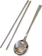 GARASANI Korean Traditional Cutlery Stainless Steel Spoons and Chopsticks Set (Silver Hunminjeongeum)