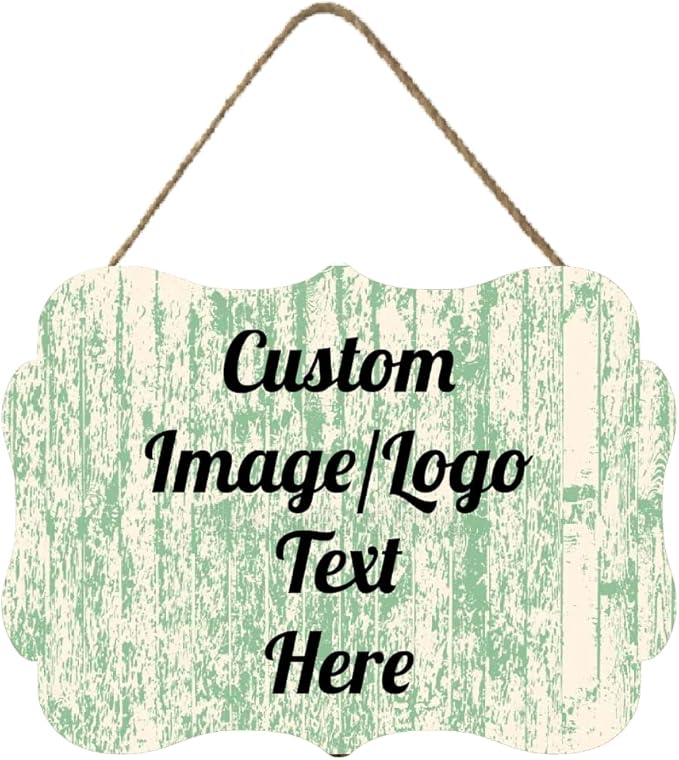 Personalized Wooden Welcome Sign Front Door Decor Personalized Home Sign Door Decorations Customized Image/Text Hanging Door Sign Farmhouse Decorations for Home Office 11.2 * 8 Inch