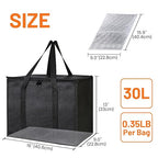 Bodaon 1PK Insulated Grocery Bags with Reinforced Baseboard, X-Large, Black | Reusable, Heavy Duty, Cooler Tote for Stability & No Sag, Thermal Bag for Hot Cold Food, Delivery, Shopping, Travel, Camping