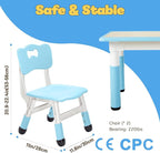 FUNLIO Adjustable Kids Chair (2pcs), 3 Level Height Adjustable Toddler Chair for Ages 3-8, Sturdy Child Chair with Maximum Bearing 220lbs, for Classrooms/Daycares/Homes, CPC & CE Approved - Blue