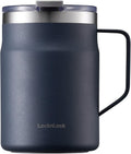 LocknLock Metro Mug, Premium 18/8 Stainless Steel Metal, Double Wall Insulated, Portable Coffee Cup with Lid and Handle for Hot and Cold Drinks, Navy, 16 oz