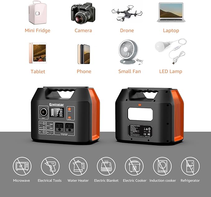 EnginStar Portable Power Station 300W 296Wh Battery Bank with 110V Pure Sine Wave AC Outlet for Outdoors Camping Hunting and Emergency, 80000mAh Backup Battery Power Supply for CPAP