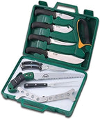 Outdoor Edge Game Processor, PR-1, Complete 12-Piece Hunting Knife Kit for Processing Big Game, Full Tang 420J2 Stainless Razor Sharp Blades, TPR Non-Slip Handles, Sturdy Hide-Side Storage Case