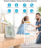 Govee Indoor Hygrometer Thermometer 2Pack H5075 with Bluetooth App Control | Room Temperature Humidity Meter, 164ft Remote Monitor, Smart Alerts, 2 Years Data Storage Export, for Bedroom Wine Cellar