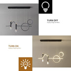 Siittoo 37" Modern LED Pendant Light, Dimmable Linear Chandelier Black | 45W LED with Remote, 3000K-6000K, Adjustable Hanging Light for Kitchen Island, Dining Room & Living Room