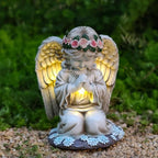 Solar Garden Outdoor Statues Lights, Resin Angel Figurine Light for Patio, Balcony, Yard, Lawn Ornament, Unique Housewarming Gifts and Yard Decor (Prayer Angel)