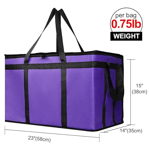 Bodaon Insulated Food Delivery Bag, XXX-Large Grocery Bags, Purple, 1-Pack | Meal Grocery Tote Insulation Bag for Catering/Drivers for Hot and Cold Food, Commercial, Large Capacity Reusable Warming Bag