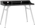 Calico Designs Woodford 45” Wide Modern, Secretary, Writing, Desk with Low Storage Hutch and Whtie Metal Tapered Legs in Marbled Dark Grey, White