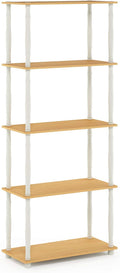Furinno Turn-N-Tube 5-Tier Multipurpose Shelf / Display Rack / Storage Shelf / Bookshelf, Classic Tubes, Beech/White