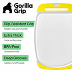 GORILLA GRIP BPA-Free Reversible Kitchen Cutting Board Set of 3, US Designed, Nonporous, Juice Grooves Catch Liquid, Slip Resistant Border, Dishwasher Safe, Durable Large Food Chopping Boards, Yellow