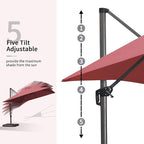 PURPLE LEAF 10' X 13' Patio Umbrella Outdoor Cantilever Rectangle Umbrella Aluminum Offset Umbrella with 360-degree Rotation for Garden Deck Pool Patio Terra