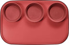 madesmart Dipware 3-Bowl Reusable Serving Tray for Appetizers and Snacks, Food-Safe Appetizer Serving Platter with 3 Removable Dip Bowls, Red