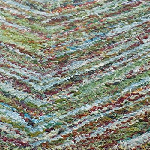 SAFAVIEH Nantucket Collection Accent Rug - 4' x 6', Blue & Multi, Handmade Modern Abstract Chevron Cotton, Ideal for High Traffic Areas in Entryway, Living Room, Bedroom (NAN141C)