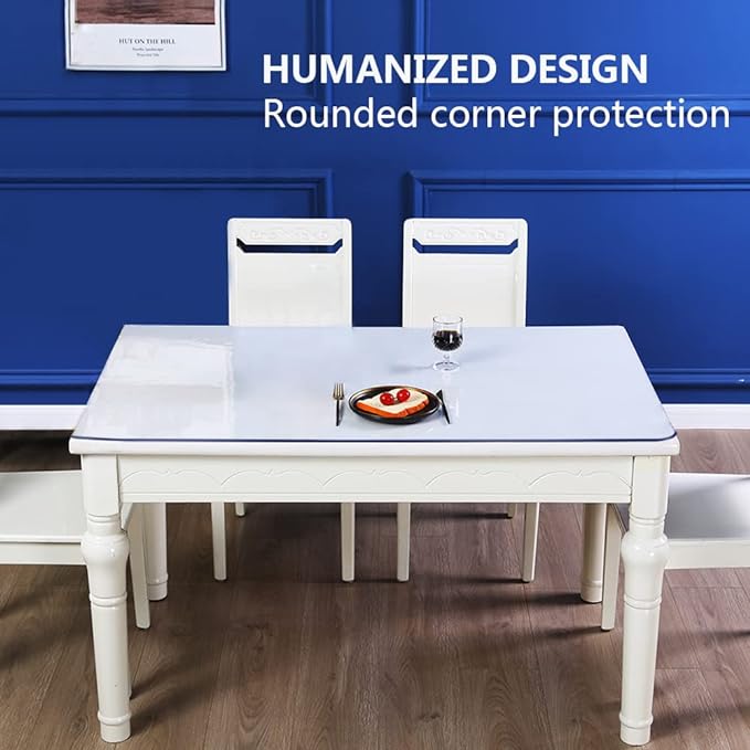 Clear Plastic Dining Table Protector Tablecloth Desk Pad Mat Wooden Furniture Coffee Glass End Entryway Sofa Side Cabinet Top Protection Countertop Cover Waterproof PVC Vinyl Rectangular 23.6x 35.5 In