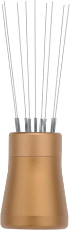 Normcore WDT Tool V2.1 with Stand - 0.23mm 9 Prong Espresso Distribution Tool, Weiss Distribution Technique, Magnetic Coffee Stirrer with 16 Extra Needles, Bronze Anodized Aluminum Handle