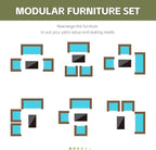 Patio Furniture Set 4 Pieces Conversation Sets Outdoor Wicker Rattan Chairs Garden Backyard Balcony Porch Poolside Loveseat with Soft Cushion and Tempered Glass Table(Brown/Blue)
