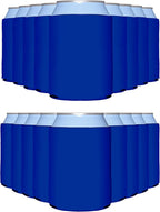 PartyPrints 100 Pack Royal Blue Blank Can Cooler Sleeves, Customizable Bulk Insulated Foam for Beer, Collapsible Plain Drink Holder, Cold Soda Insulator, 12oz Regular, 16oz Tall Cans