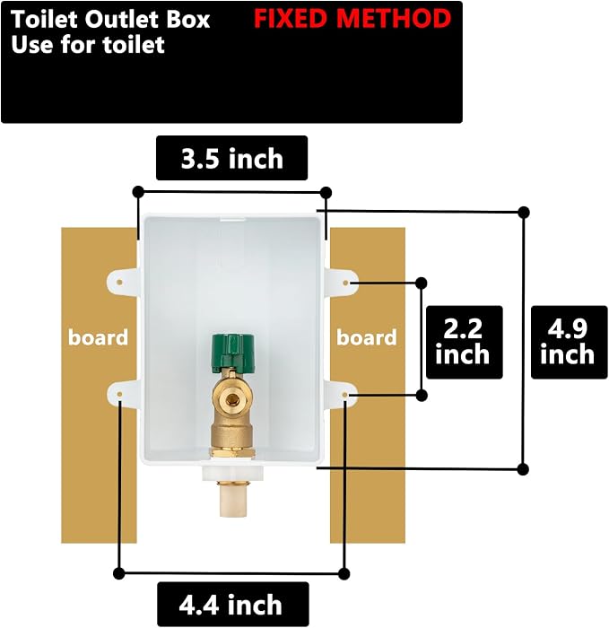 (1 Pack) Lidertik 1/2 inch CPVC Connect Pre-Assembled Ice Maker Outlet Box Valve 1/4 inch Recessed Refrigerator Water Line Wall Box with Shut Off Valve LI-ZBQH-540