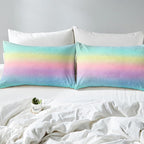Erosebridal Blue Gradient Bedding Rainbow Tie Dye Bedding Comforter Sets for Kids Boys Girls Bedroom, Galaxy Glitter Comforter Set Pastel Watercolor Sparkle Quilt with 2 Pillowcases, Queen