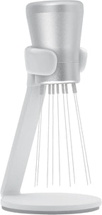 Normcore WDT Tool V2.1 with Stand, 9 Prong 0.23mm Espresso Distribution Tool, Weiss Distribution Technique, Magnetic Coffee Stirrer with 16 Extra Needles, Silver