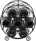 TreeLen Wine Racks Countertop, 7 Bottles Wine Organizer Stand, Metal Free Standing Wine Storage Holder, Water Bottle Holder Stand-Black