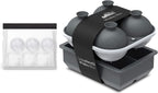 Samuelworld Large Silicone Premium Ice Trays, 2 Inches Big Cubes & 2.5 Inches Sphere Ice Molds - BPA Free, Craft Ice Maker for Gifting, Easy Release - Grey(With Ice Bag)