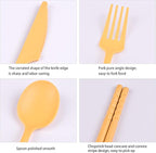 Camping Utensil Set, Reusable Utensils Set with Case, Plastic Cutlery Set Forks Spoon Tableware Chopsticks, Portable Cutlery Set for Travel Picnic Camping or Daily Use (Yellow)