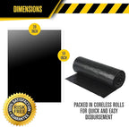 Aluf Plastics Heavy Duty 55 Gallon Trash Bags - (Large 50 Pack/w Ties) - 2 MIL Industrial Strength Plastic Drum Liners 38' x 58' Professional Black Garbage Bags for Construction, Contractors