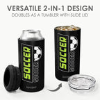 Soccer Can Cooler Stainless Steel 12oz, Insulated Tumbler for Men Brother Buddy Players, Travel Cans Koozie, Sport Gift for Birthday, Christmas
