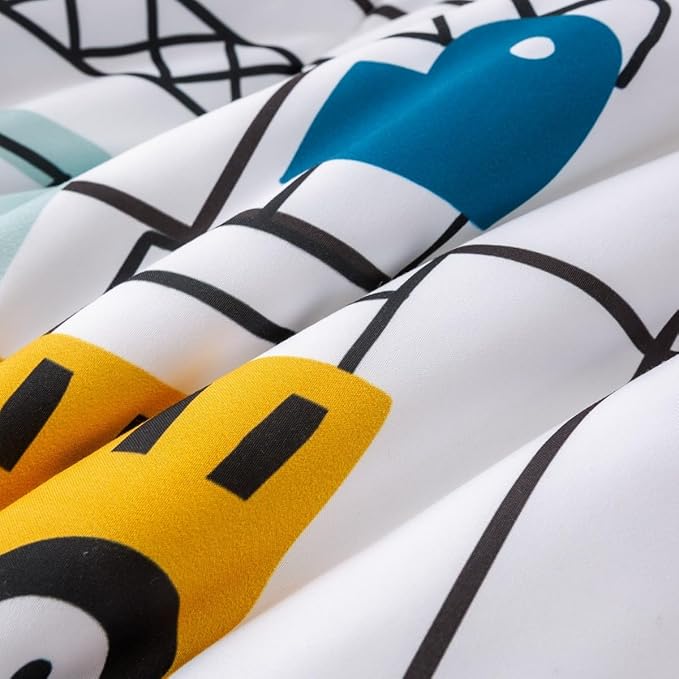 Feelyou Construction Truck Comforter Set Full Size Kids Machinery Truck Excavators Vehicles Comforter for Boys Teens Cartoon Tractor Bedding Set Excavator Tractor Plaid Grid White Duvet Set Quilt Set