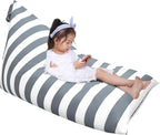 Jorbest Bean Bag Stuffed Animal Storage, Luxury Velvet Bean Bag Covers Only without Filling, Stuffed Animal Bean Bag Storage, Bean Bag Chair for Adults and Kids, (Stripe White Gray, 200L/52 Gal)