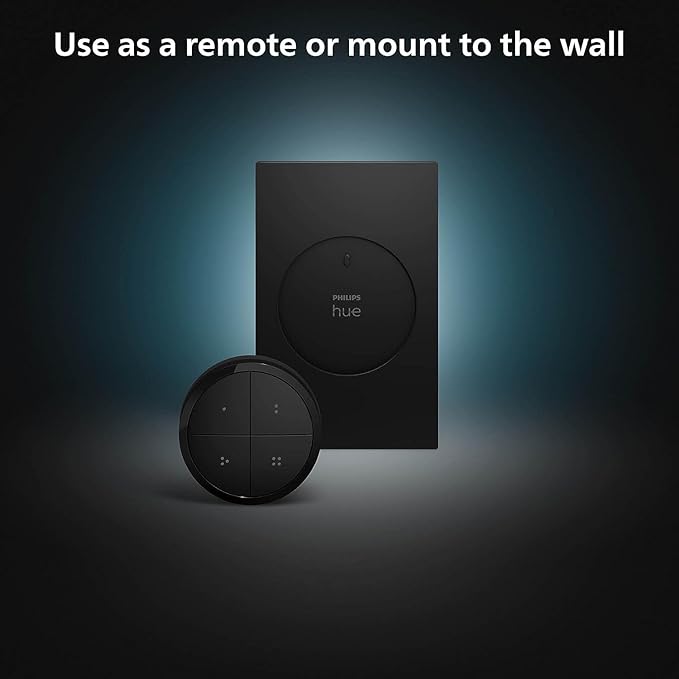 Philips Hue Wall Tap Dial Light Switch, Portable, Black - 1 Pack - Requires Hue Lights and Hue Bridge - Smart Home - Easy, No-Wire Installation