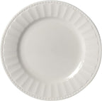 TTU Tabletops Gallery Embossed Bone White Porcelain Round Dinnerware Collection- Chip Resistant Scratch Resistant, Mosaico 16 Piece Dinnerware Set (Dinner Plate, Salad Plate, Cereal Bowl, Mug)