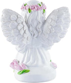 Resin Angel Statues Holding Pink Roses: Indoor & Outdoor Winged Angel Decor, Ideal for Home and Garden, Perfect Blessing Gift for Parents and Friends