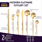 KiiZYs Matte Gold Silverware Set Cutlery Set - 14-piece 18/10 Stainless Steel Flatware Utensil Set - Korean Chopsticks Fork Spoon Knife - Reusable Dishwasher Safe - Gift Box (Gold, Service for 2)