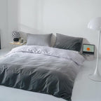 Gradient Gray Comforter Set Ombre White Gray Bedding Set Queen Women Aesthetic Comforter 3 PCs Gray Color Bed Comforter Set Queen Gradient White and Gray Comforter Set Queen
