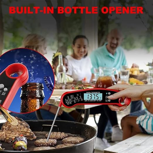 Digital Meat Thermometer | Instant Read, Waterproof | Magnetic Probe, Backlit Display | for Grill, BBQ, Cooking, Steak, Chicken, Burgers