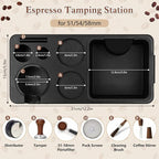 Y-Step Espresso Knock Box, 8 in 1 Espresso Tamping Station ABS Coffee Tamper Station Base Espresso Accessories Organizer Box for Storage 51-58MM Espresso Tamper, Distributor, Portafilter & Puck Screen