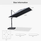 PURPLE LEAF 9' × 9' Patio Cantilever Umbrella with Base Outdoor Square Adjustable Offset Umbrellas with 360-degree Rotation and 8 Heavy Duty Metal Ribs for Garden Deck Pool Grey
