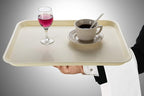 Rectangular Plastic Serving Trays,Fast Food Serving Cafeteria Trays,17"X13",Set of 6(Beige)