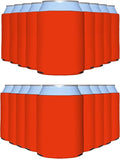 PartyPrints 100 Pack Tangerine Blank Can Cooler Sleeves, Customizable Bulk Insulated Foam for Beer, Collapsible Plain Drink Holder, Cold Soda Insulator, 12oz Regular, 16oz Tall Cans