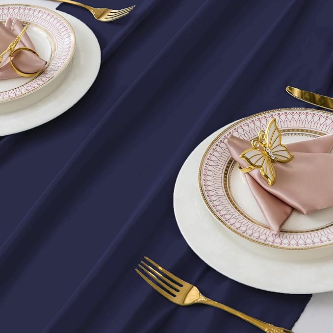 Pack of 20 | Navy Blue | 10ft Chiffon Table Runner 29x120 Inches Long Romantic Rustic Sheer Gauze Runner for Wedding Bridal Shower Birthday Banquets Engagement Spring Easter Boho Decorations