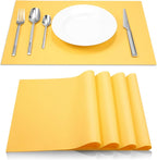 ME.FAN Silicone Placemats [17.7''x12.6''] Heat-Resistant Thicken Non-Slip Tablemats Non-Skid Table Mats Set of 4 (Yellow)