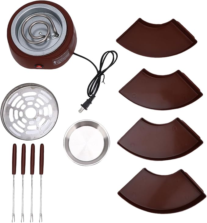 Aramox 2 in 1 Electric Smores Maker and Fondue Pot Tabletop Marshmallow Roaster with 4 Roasting Forks Detachable Trays for Indoor Use (US Plug 110V)