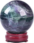 JIC Gem Extra Large Colorful Fluorite Crystal Sphere,Decorative Crystal Ball Fluorite Gemstone Sphere for Meditation,Office Table Decorations 110-120mm